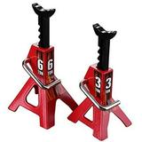 2 Pcs RC Cars Metal 3/6 Ton Scale Jack Stands Height Adjustable Tool 6 Ton & 3 Ton