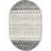 Rugs.com Moroccan Trellis Collection Rug â€“ 5 x 8 Oval Ivory And Gray Medium Rug Perfect For Living Rooms Large Dining Rooms Open Floorplans