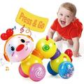 Baby Toys 6 to 12 Months - Musical Light up Press and Go 6 Month Old Baby Toys 12-18 Months Crawling Toys for Babies Infant Tummy Time Toys 7 8 9 Month Old Baby Toys for 1 Year Old Girl Boy Gifts