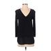 MICHAEL Michael Kors Long Sleeve Top Black Color Block V-Neck Tops - Women's Size P