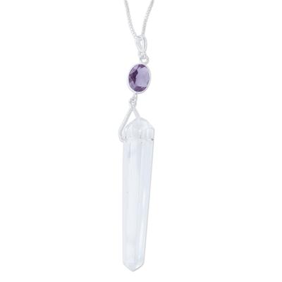 Natural Equilibrium,'Clear Quartz and Amethyst Necklace'