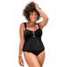 Plus Size Women's Underwire Shirred Ring Bandeau Tankini Top by Swimsuits For All in Black (Size 18)