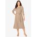 Plus Size Women's Button Boatneck Midi Dress by Jessica London in New Khaki (Size 20 W)