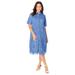 Plus Size Women's Lace Shirtdress by Jessica London in French Blue (Size 12 W)