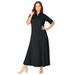 Plus Size Women's Stretch Cotton Button Front Maxi Dress by Jessica London in Black (Size 22 W)