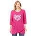 Plus Size Women's Marled Tulip Hem Layered Tunic by Woman Within in Raspberry Sorbet Heart Placement (Size 18/20)