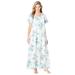 Plus Size Women's Long Pintuck Knit Gown by Only Necessities in White Floral (Size M)