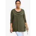 Plus Size Women's Cowl Neck Swing Tunic by Jessica London in Dark Olive Green (Size M)