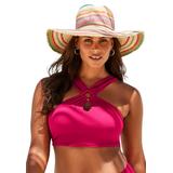 Plus Size Women's High Neck Halter Bikini Top by Swimsuits For All in Viva Magenta (Size 28)