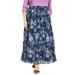 Plus Size Women's Crinkle Chiffon Ankle Skirt by June+Vie in Navy Soft Floral (Size 30/32)