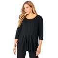 Plus Size Women's Boatneck Pleated Tunic by Jessica London in Black (Size L)