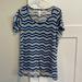 Lularoe Tops | Lularoe Chevron Blue And White Tee Size S | Color: Blue/White | Size: S