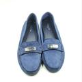 Coach Shoes | Coach Frederica Blue Suede Leather Loafer Slip On Moccasin Size 10 | Color: Blue/Red/Silver | Size: 10