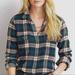 American Eagle Outfitters Tops | American Eagle Xs Green Plaid Soft Knit Slim Fit Button Up Long Sleeve Flannel | Color: Blue/Green | Size: Xs