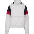 Outdoorjacke URBAN CLASSICS "Damen Ladies 3-Tone Padded Pull Over Jacket" Gr. XL, bunt (white, navy, firered) Damen Jacken Outdoorjacken