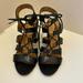 Coach Shoes | Coach Black Leather Lace Up Block Wood Heel Sandals. | Color: Black | Size: 8.5