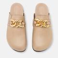 Free People Shoes | New Alohas X Free People Fireplace Chain 6 Med Tan Smooth Leather Padded Mules | Color: Gold/Tan | Size: 6