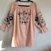 Free People Dresses | Free People Enchanted Bohemian Boho Off-Shoulder Cotton Embroidered Tunic Dress | Color: Pink | Size: L