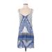 Aqua Casual Dress - Mini Plunge Sleeveless: Blue Dresses - Women's Size Small