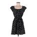 Xhilaration Casual Dress - Mini Scoop Neck Short sleeves: Black Floral Dresses - Women's Size Medium