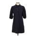 Zara Casual Dress - Shirtdress Collared 3/4 sleeves: Black Solid Dresses - Women's Size Small