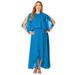 Plus Size Women's Georgette Maxi Cape Sleeve Dress by Jessica London in Pool Blue (Size 12 W)