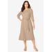 Plus Size Women's Button Boatneck Midi Dress by Jessica London in New Khaki (Size 24 W)
