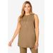 Plus Size Women's Stretch Knit Crepe Sleeveless Tunic by Jessica London in Soft Camel (Size 2X)