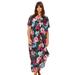 Plus Size Women's Kaftan Lounger by Dreams & Co. in Black Floral Garden (Size 1X)