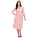 Plus Size Women's A-Line Lace Dress by Jessica London in Soft Blush (Size 16 W) V-Neck 3/4 Sleeves