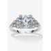 Women's 3.12 Tcw Round Cubic Zirconia Platinum-Plated Sterling Silver Engagement Ring by PalmBeach Jewelry in Silver (Size 8)