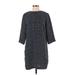 Banana Republic Casual Dress - Mini High Neck 3/4 sleeves: Blue Polka Dots Dresses - Women's Size 4