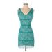 Bebe Cocktail Dress - Bodycon Plunge Sleeveless: Teal Dresses - Women's Size X-Small