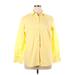 Lands' End Long Sleeve Button Down Shirt: Yellow Print Tops - Women's Size 14