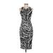 White House Black Market Casual Dress - Sheath High Neck Sleeveless: Black Zebra Print Dresses - Women's Size X-Small