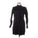 Eileen Fisher Casual Dress - Shirtdress Mock 3/4 sleeves: Black Print Dresses - Women's Size Medium