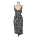 Shein Casual Dress - Midi Plunge Sleeveless: Black Dresses - Women's Size 6