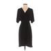 Love Squared Casual Dress - Wrap V-Neck Short sleeves: Black Print Dresses - Women's Size Small
