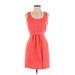 Ann Taylor LOFT Casual Dress - Mini Scoop Neck Sleeveless: Orange Print Dresses - Women's Size 0 Petite