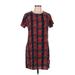 Forever 21 Contemporary Casual Dress - Shift High Neck Short sleeves: Red Dresses - Women's Size Medium