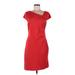 Ann Taylor Cocktail Dress - Sheath: Red Solid Dresses - Women's Size 8