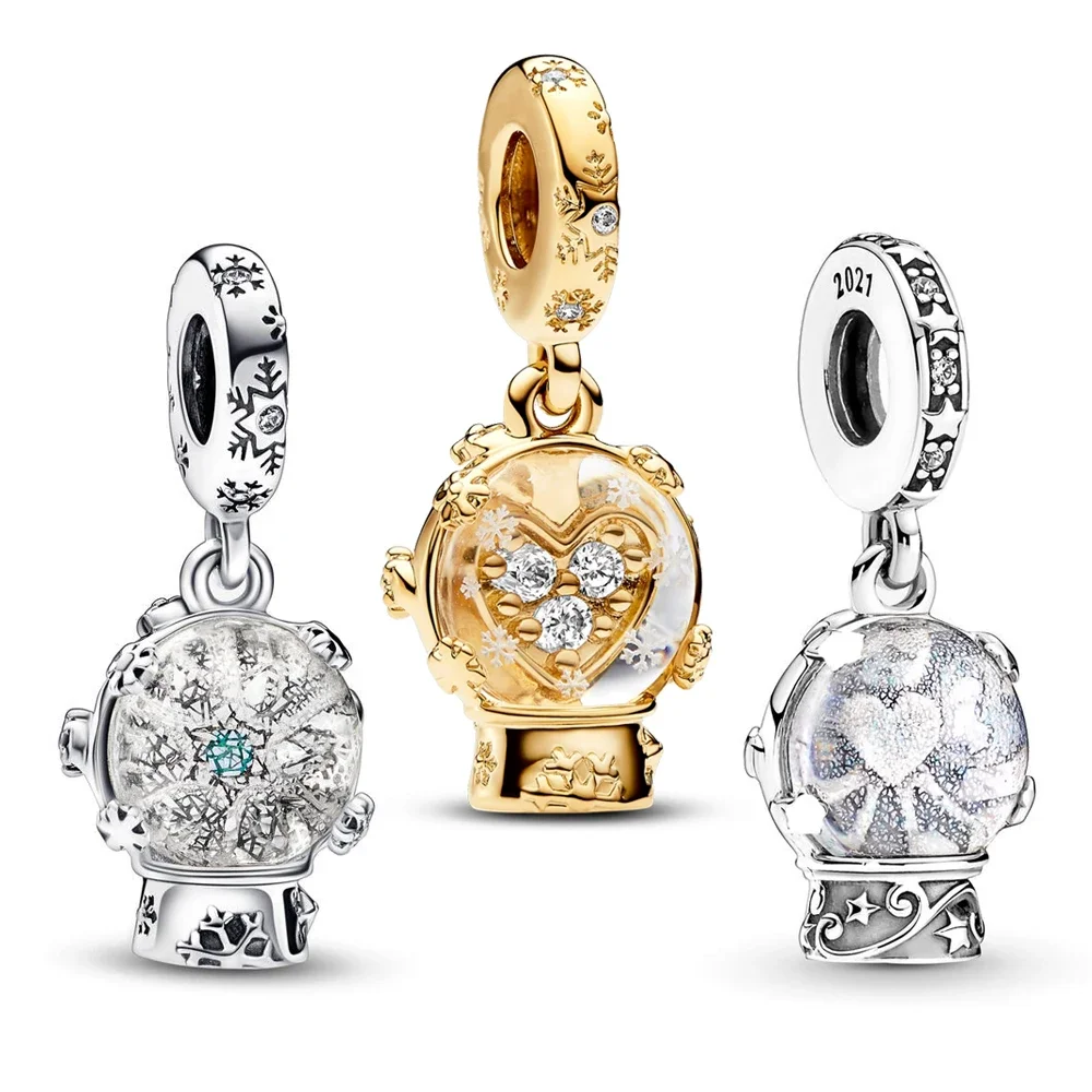 Breloques flocon de neige scintillantes, boule de neige, adaptées au Bracelet Original, collier, bricolage, bijoux cadeau de noël pour femmes, nouvelle collection