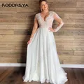 RODDRSYA-Robe de mariée en mousseline de soie grande taille dentelle transparente manches