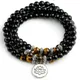 Bracelet à perles en Onyx noir naturel pour hommes à perles à œil de tigre à plusieurs couches