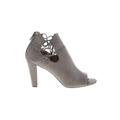 Sugar Heels: Slip On Chunky Heel Casual Gray Solid Shoes - Women's Size 10 - Peep Toe
