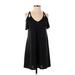 Socialite Casual Dress - A-Line V-Neck Short sleeves: Black Print Dresses - Women's Size Small