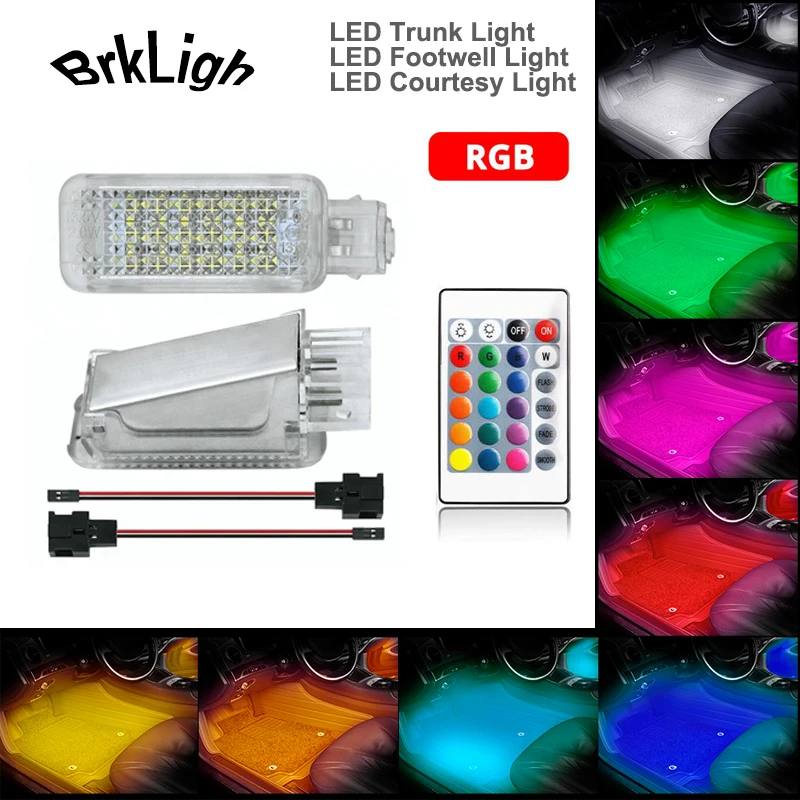 2x RGB LED vano piedi sotto la porta luci di cortesia bagagliaio bagagliaio lampade vano portaoggetti per Audi A1 A2 A3 A4 A5 A6 A8 Q5 Q7 accessori auto