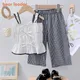 Bären führer Mädchen Kleidung Set lässig Kinder Rüschen Bogen modische Riemen Top Plaid Hosen Set