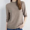 Top maglione da donna maglieria Pullover manica corta 100% lana mezzo dolcevita maglione per donna