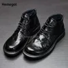 Punk Stil Kuh Leder Motorrad Stiefel für Männer Stiefeletten Männliche Plattform Casual Schuhe Party Schuhe Gothic Streetwear Booties